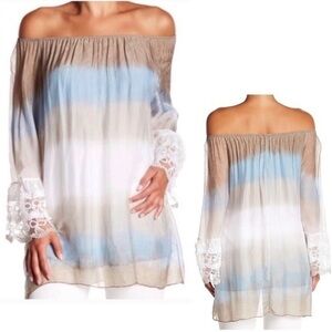 Silk & Lace Lola Made In Italy Bell Sleeve Blouse NWT XL